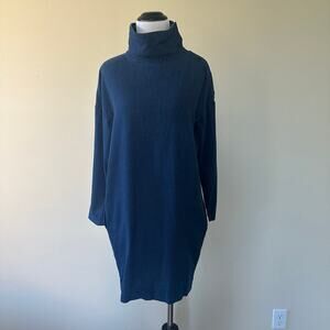 COS Navy Denim Funnel Neck Shift Dress Size 2